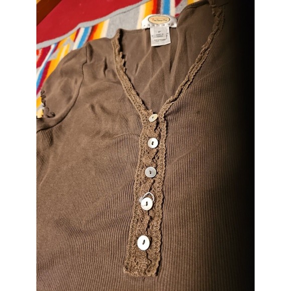 Talbots Top Womens Petite Green Scalloped Neckline Pima Cotton Casual - Picture 5 of 11